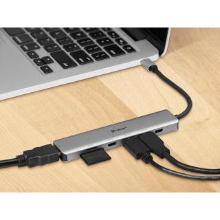 Adapter A-2, USB Type-C z czytnikiem kart, HDMI 4k, USB 3.0, PDW 60W