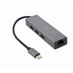 GEMBIRD ADAPTER USB-C - LAN RJ-45 1GB NA KABLU HUB 3X USB...