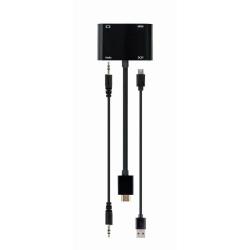 GEMBIRD ADAPTER HDMI MĘSKI DO HDMI ŻEŃSKI + VGA ŻEŃSKI Z AUDIO + PORT ZASILANIA