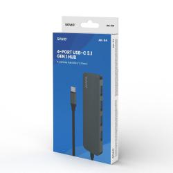 SAVIO AK-54 HUB USB-C - 4 X USB-A, SZARY