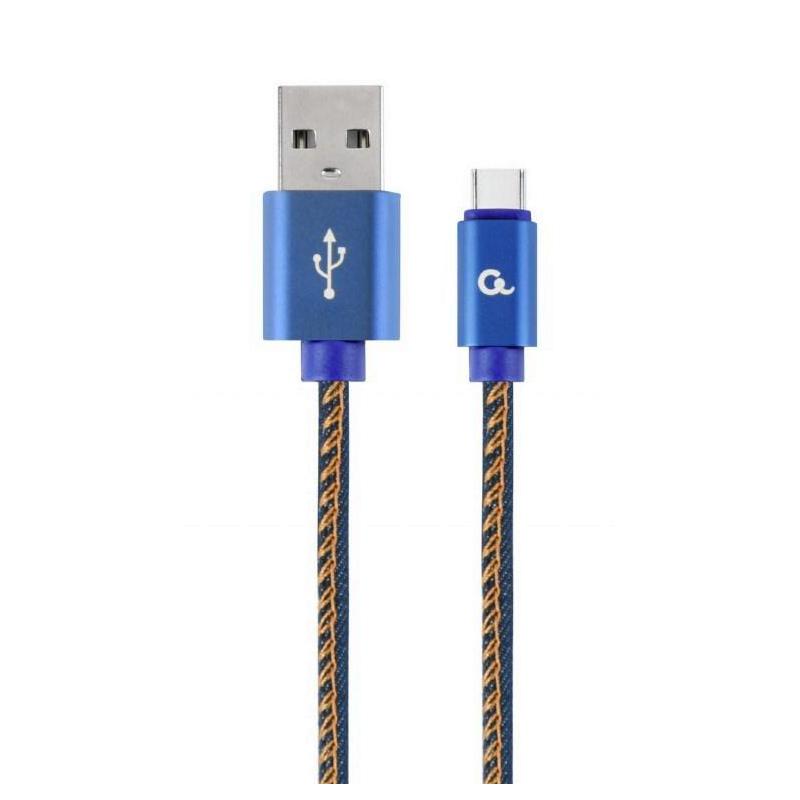 GEMBIRD KABEL USB TYPE-C (METALOWE WTYKI, OPLOT NYLONOWY W KOLORZE DENIM - JEANS) 1M