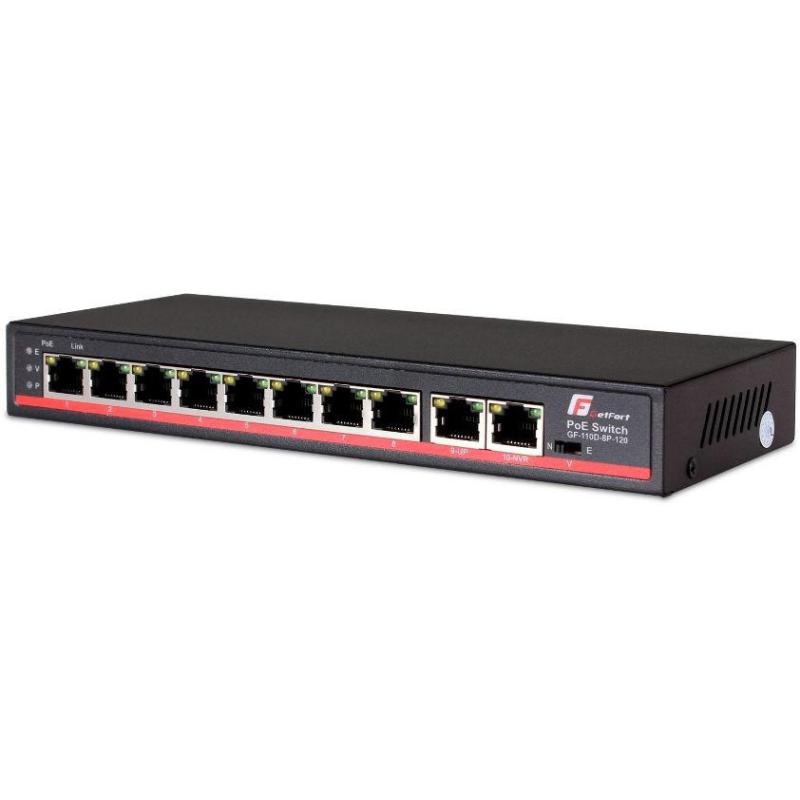 SWITCH POE GETFORT 8FE x POE + 2FE UPLINK 120W POE+