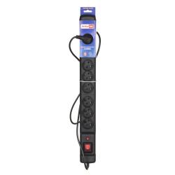 Listwa przeciwprzepięciowa Activejet COMBO 9gn/5m/cz (10A 2300W) 5m kolor czarny