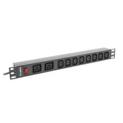 LANBERG LISTWA ZASILAJĄCA RACK 19" PDU PDU-02I1908I-0200-C20-BK (1U, 16A, 2X C19, 8X IEC C13, 2M, WTYK C20)