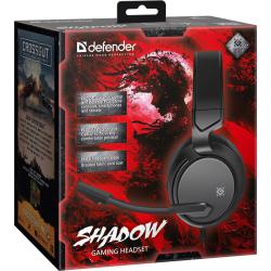 Słuchawki z mikrofonem Defender SHADOW Gaming Soft Touch 4 pin + adapter 2x mini jack+ GRA