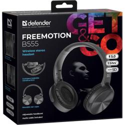 Słuchawki z mikrofonem Defender FREEMOTION B555 bezprzewodowe Bluetooth + MP3 Player czarne