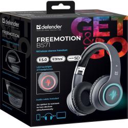 Słuchawki z mikrofonem Defender FREEMOTION B571 bezprzewodowe Bluetooth podświetlane + MP3 Player