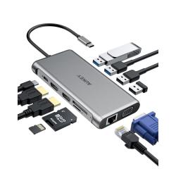 AUKEY HUB USB C CB-C78 12W1 RJ45 HDMI 4K PD 100W