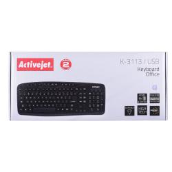 Activejet K-3113 Klawiatura przewodowa membranowa (USB 2.0 (US) kolor czarny) 432 x 174 x 24 mm