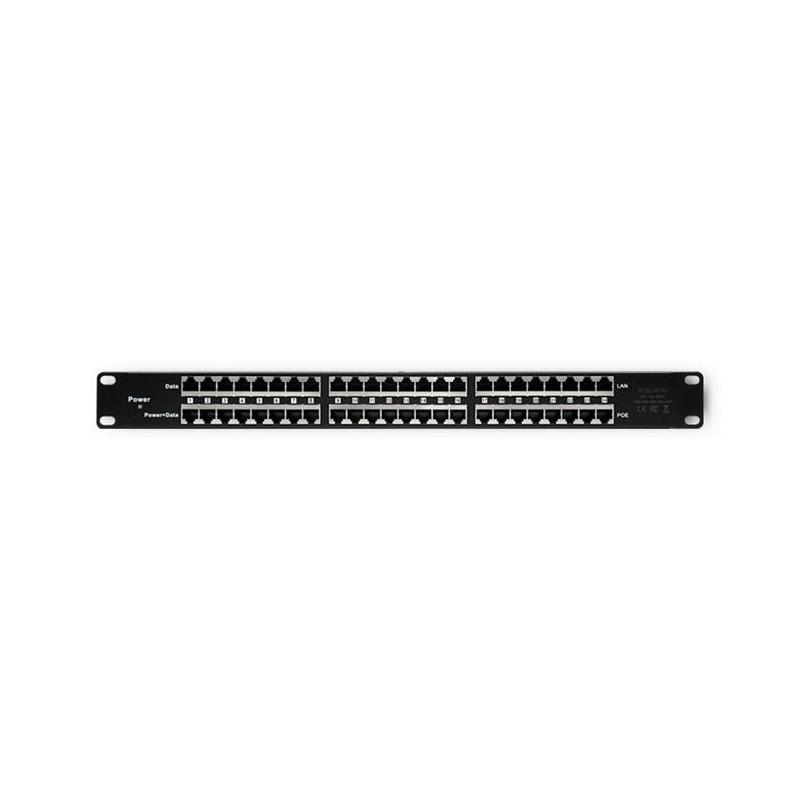 QOLTEC PATCH PANEL RACK | 48V | 24 PORTY | PASSIVE POE INJECTOR | CZARNY