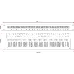 ALANTEC Patch panel 1U STP kat.6 24 porty LSA NAVI LED