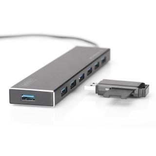 Hub USB 3.0/Koncentrator DIGITUS 7xUSB 3.0 SuperSpeed, aktywny, aluminium