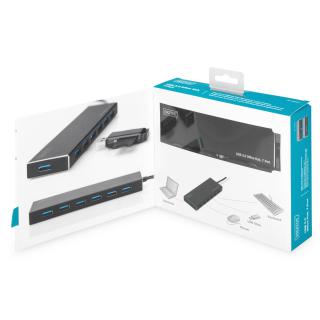 Hub USB 3.0/Koncentrator DIGITUS 7xUSB 3.0 SuperSpeed, aktywny, aluminium