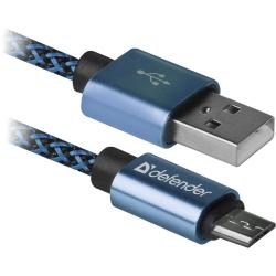 Kabel USB Defender AM-micro BM 1m 2,1A niebieski