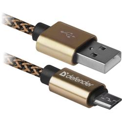 Kabel USB Defender AM-micro BM 1m 2.1A złoty