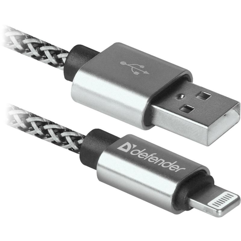 Kabel USB Defender USB-LIGHTNING 1m 2,1A biało-czarny