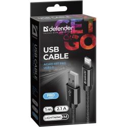 Kabel USB Defender USB-LIGHTNING 1m 2,1A czarny