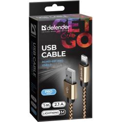 Kabel USB Defender USB-LIGHTNING 1m 2,1A złoty