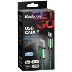 Kabel USB Defender AM-micro BM 1m 2,1A zielony