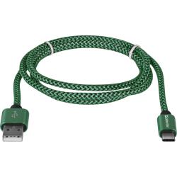 Kabel USB Defender AM-TYPE C 1m 2,1A zielono-czarny