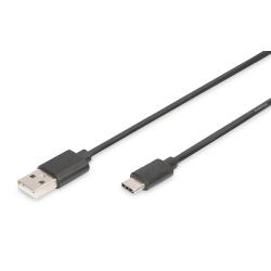 Kabel USB 2.0 DIGITUS HighSpeed Typ USB C/A M/M czarny 1,8m