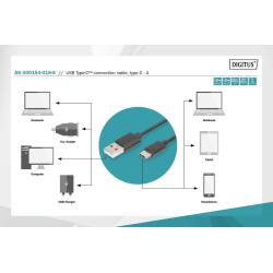 Kabel USB 2.0 DIGITUS HighSpeed Typ USB C/A M/M czarny 1,8m