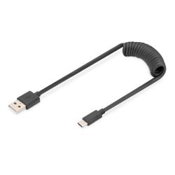 Kabel USB 2.0 DIGITUS spiralny USB A/USB C, PD 60W,...