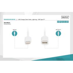 Kabel DIGITUS do transmisji danych/ładowania USB-C/Lightning MFI 2m biały