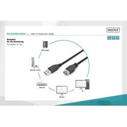 Kabel przedłużający DIGITUS USB 3.1 Gen.1 SuperSpeed 5Gbps Typ USB A/USB A M/Ż czarny 3m