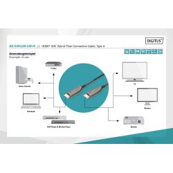 Kabel DIGITUS połączeniowy hybrydowy AOC HDMI 2.1 Ultra High Speed 8K60Hz UHD HDMI A/HDMI A M/M czarny 15m