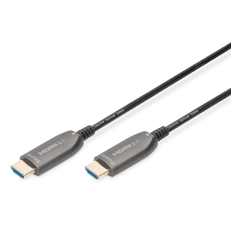 Kabel DIGITUS połączeniowy hybrydowy AOC HDMI 2.1 Ultra High Speed 8K60Hz UHD HDMI A/HDMI A M/M czarny 30m