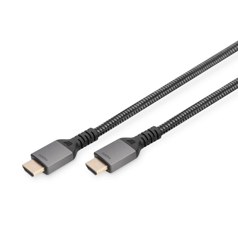 Kabel HDMI 2.1 DIGITUS PREMIUM połączeniowy Ultra HighSpeed 8K60Hz UHD Typ HDMI A/A M/M czarny 1m