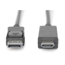 Kabel adapter DIGITUS DisplayPort 1.2 4K 60Hz UHD Typ DP/HDMI A M/M czarny 1m