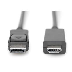 Kabel adapter DIGITUS DisplayPort 1.2 4K 60Hz UHD Typ DP/HDMI A M/M czarny 3m