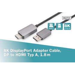 Kabel adapter DIGITUS PREMIUM DisplayPort - HDMI 8K 60Hz DP/HDMI M/M 1,8m