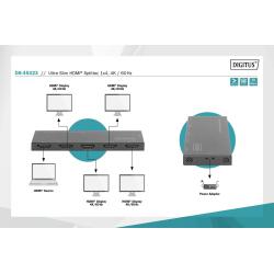 Rozdzielacz (Splitter) DIGITUS Ultra Slim HDMI 1x4, 4K 60Hz 3D HDR, HDCP 2.2, 18 Gbps, Micro USB