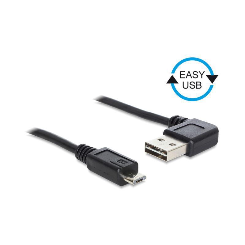 Kabel USB 2.0 Delock A(M) - micro B(M) 0,5m czarny kątowy lewo/prawo Easy-USB