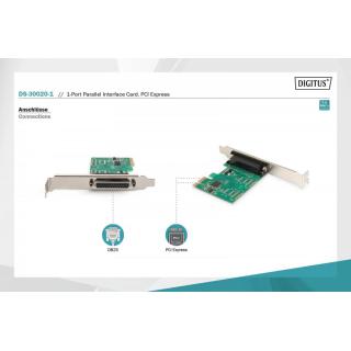 Karta rozszerzeń (Kontroler) LPT PCI Express, 1xDB25, Low Profile, Chipset: ASIX99100