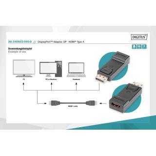 Adapter Displayport 1080p 60Hz FHD Typ DP/HDMI A M/Ż czarny