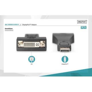 Adapter Displayport 1080p 60Hz FHD Typ DP/DVI-I (24+5) M/Ż Czarny