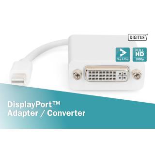 Kabel adapter Displayport 1080p 60Hz FHD Typ miniDP/DVI-I (24+5) M/Ż 0,15m Biały