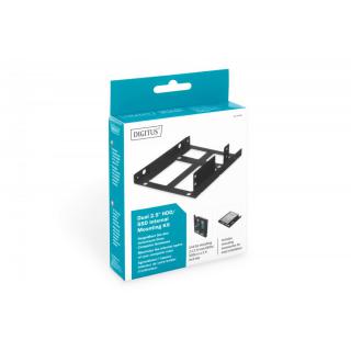 Ramka montażowa/Adapter SSD/HDD 2x 2.5" do 3.5" (ATA, SATA, SSD) metalowa ,zestaw, czarna