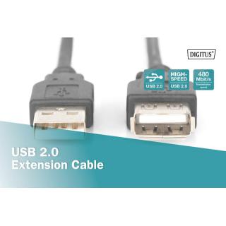 Przedłużacz USB 2.0 A, męski / A, żeński | dł.1,8m | Czarny