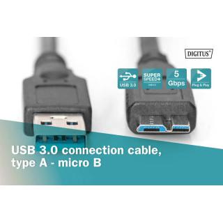 Kabel połączeniowy USB 3.1 Gen.1 SuperSpeed 5Gbps Typ USB A/microUSB B M/M 1m Czarny