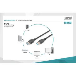 Kabel przedłużający USB 3.1 Gen.1 SuperSpeed 5Gbps Typ USB A/USB A M/Ż czarny 1,8m