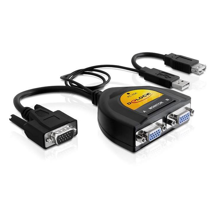 Adapter VGA- 2xVGA+zasilanie USB+USB(AF)