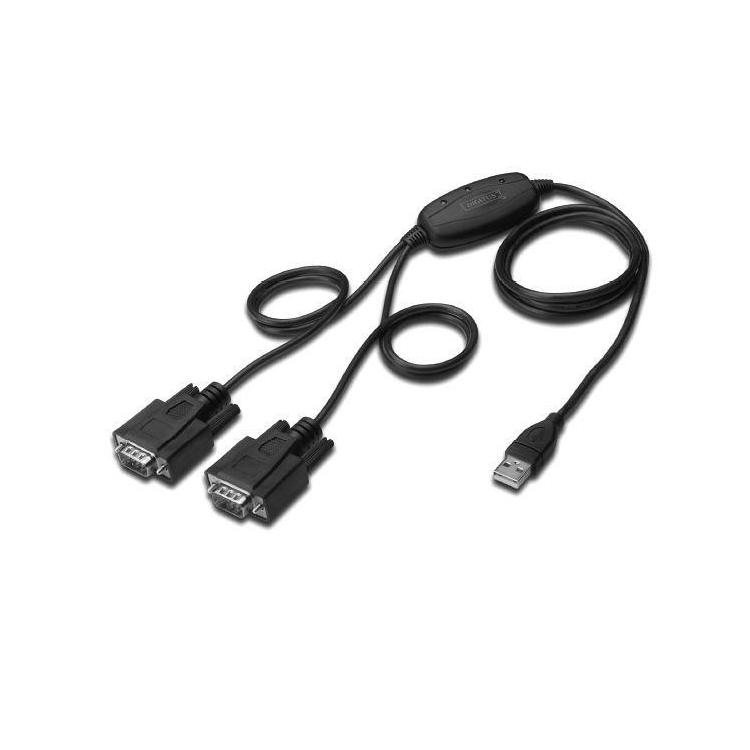 Konwerter/Adapter USB 2.0 do 2x RS232 (DB9) z kablem USB A M/Ż dł. 1,5m