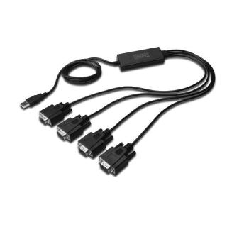 Konwerter/Adapter USB 2.0 do 4x RS232 (DB9) z kablem USB A M/Ż dł. 1,5m