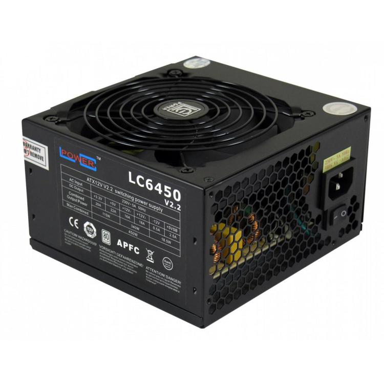 ZASILACZ 450W LC6450 V2.2 80 PLUS 120mm 4x SATA 2x PATA 1x PCIe Active PFC Black