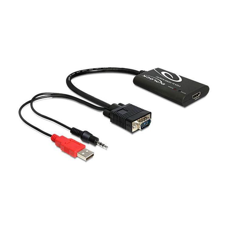 Adapter VGA(M)+Audio 3.5mm Jack(M)+Power USB AM- HDMI(F) 23cm